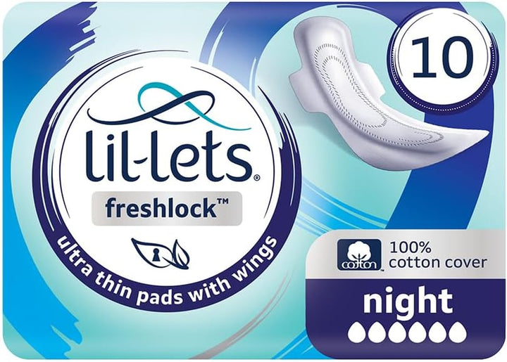 Freshlock™ Ultra Thin Period Pads - 14 Count (1 Pack), Normal Absorbency, with Wings, Unscented, 100% Cotton Cover, Regular Absorbency Sanitary Towels