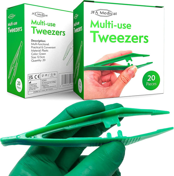 First Aid Disposable Plastic Tweezers 12.5Cm - Box of 20