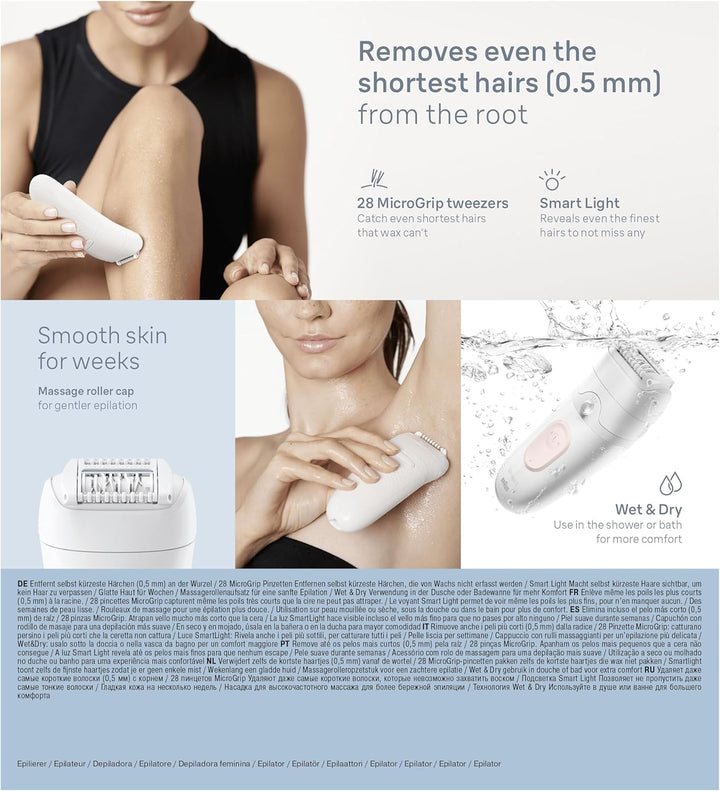 Silk-Épil 5, Epilator for Easy Hair Removal, Wet & Dry, Lasting Smooth Skin, 5-000, White/Flamingo with EU Plug