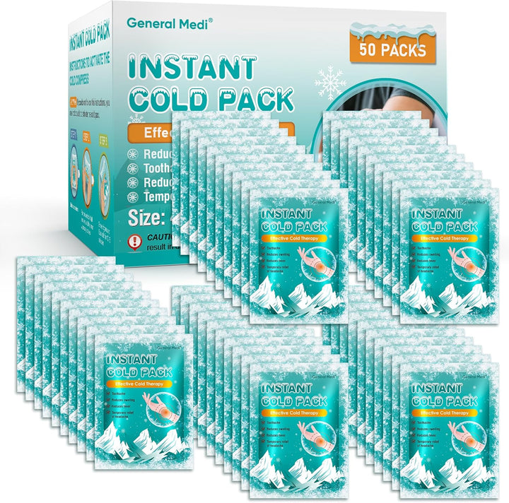 Instant Cold Pack (10X14Cm) – Set of 25 Disposable Cold Therapy Packs for Pain Relief, Swelling, Inflammation, Sprains, Strained Muscles, Toothache – for Athletes & Outdoor Activities