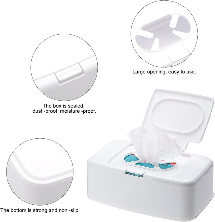 Wipes Dispenser, Sealed Tissue Storage Box Baby Wet Wipes Case Dry Wet Tissue Paper Case Holder Keep Wipes Fresh Reusable Wipes Box for Home Office Desk