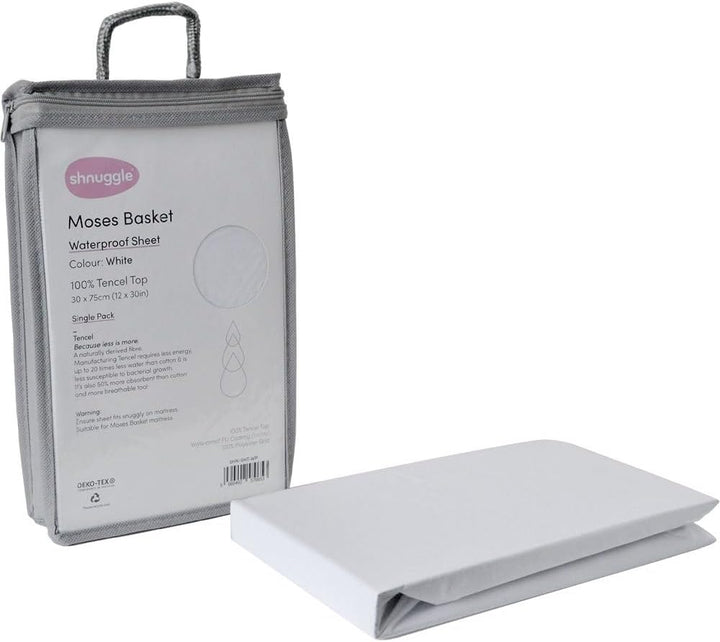 Waterproof Moses Basket Sheet – Super Soft Tencel Jersey Mattress Protector – Breathable, Absorbent & Anti-Allergy Baby Moses Basket Mattress Cover