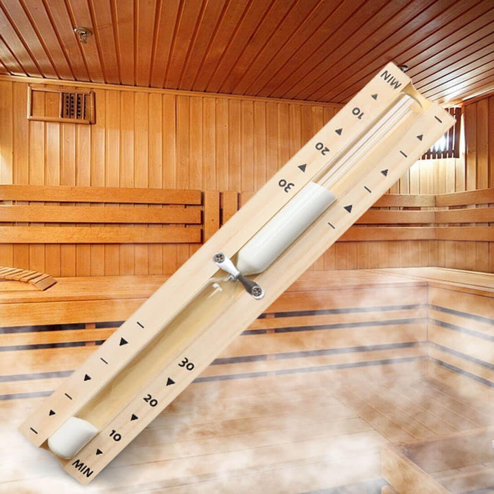 30-Minute Wooden Sauna Hourglass Timer - Rotating Sand Clock with Heat-Resistant Design for Sauna & Spa, Gym, Yoga, Bathroom | Wall-Mountable | Premium Glass & White Sea Sand
