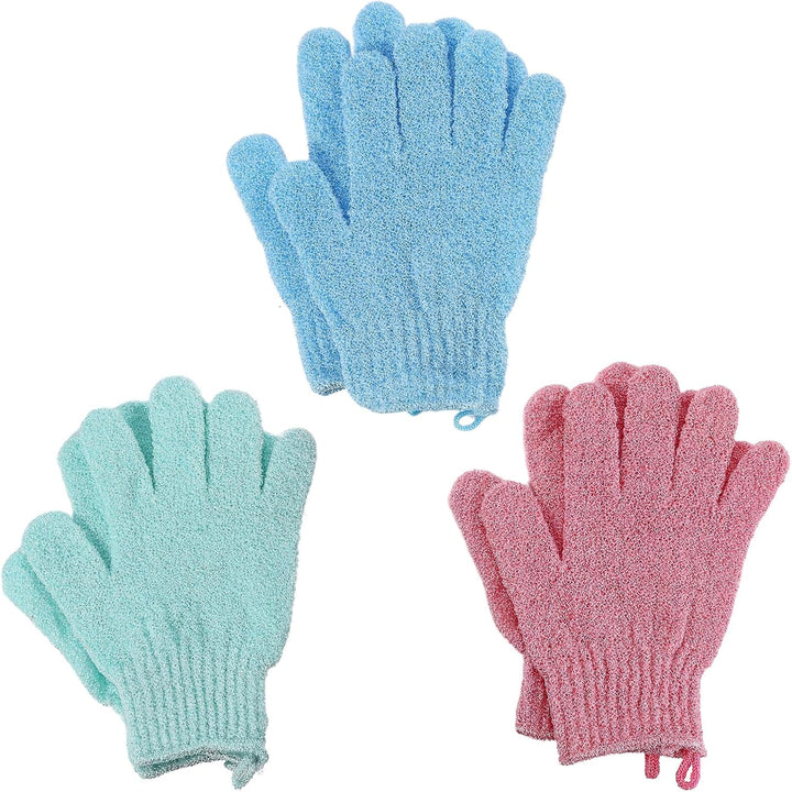 8 PCS Exfoliating Gloves, Bamboo Exfoliator Mitt, Body Exfoliating Wash Glove Dead Skin Remover Shower Body Scrub Gloves for Adults and Kids, Ingrown(Blue, White, Pink, Orange)