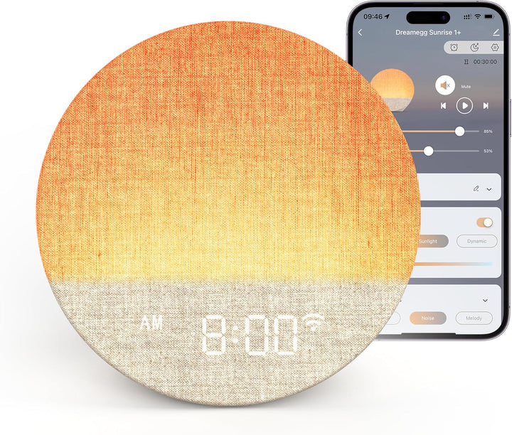 Sunrise Alarm Clock Wake-Up Light with App Control, Sunset Sleep Feature, 34 Soothing Sounds, Mood Lights, Custom Routines, Favourites Mode, Sound Machine for Adults & Baby, Bedroom & Gift