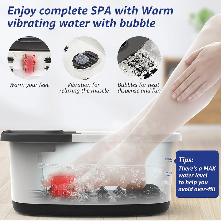 Foot Spa, Foot Bath Massager with Heater Bubbles Vibration Auto & Manual Electric Temperature Control, Pedicure Pumice Stone, Warm Soak Relief with 22 Removable Rollers and 264 Massage Nodes