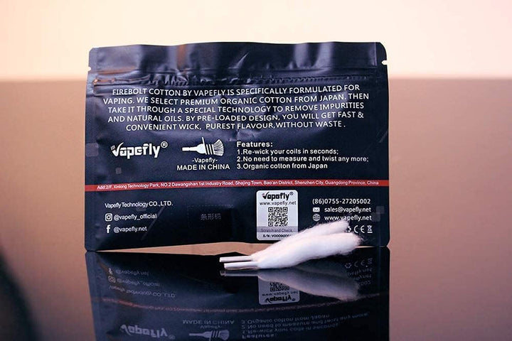 Firebolt Organic Cotton with Super Absorbent for Coil Building,No E Liquid, Nicotine Free (2 Packs)