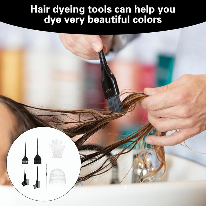 1 Pcs Silicone Pre-Punched Hair Highlighting Cap for Colouring and Streaking, with 5 Coloring Brushes and 1 Needle, for Salon Use.