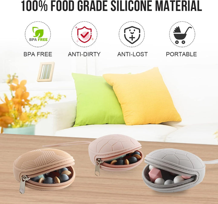 Dummy Holder Case Set,Bpa Free Silicone Pacifier Holder Pod,Dummy Storage Box,Portable Soother Pods for Baby Nappy Changing Bag Stroller,Travel,Home,Easy to Clean(Pink)