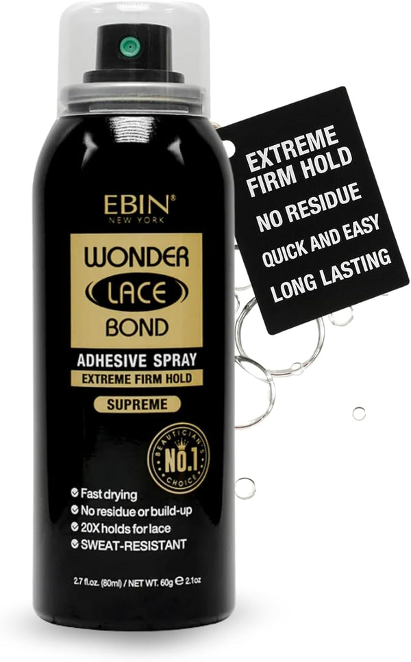 Wonder Lace Bond Adhesive Spray - Supreme Extreme Firm Hold 80Ml | Fast Drying, No Residue, No Build Up, Powerful All-Day Hold, Daily Wig Application