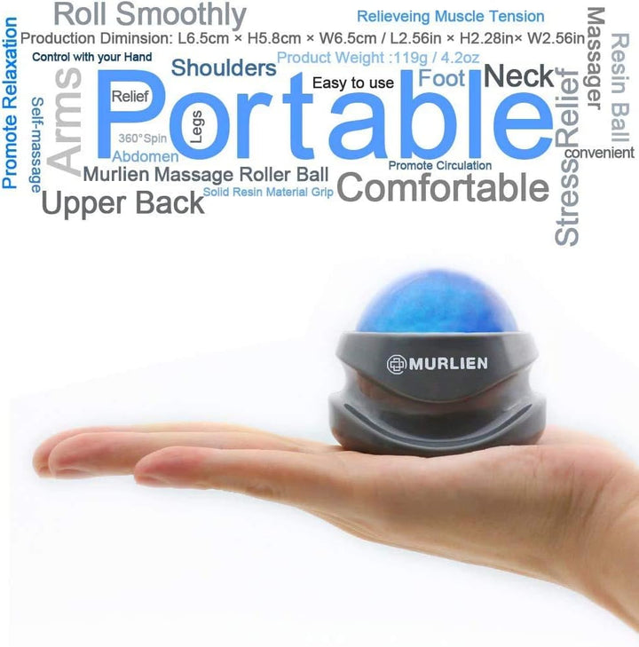 Massage Roller Ball, Tight and Sore Muscles Relief, Manual Massager, Alleviating Shoulder, Arms, Back, Legs, Calves or Muscle Tension - Blue