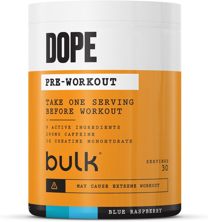 Dope Pre-Workout Powder | Blue Raspberry | 3G Creatine per Serving | 200Mg Caffeine | Citrulline Malate & Arginine AKG | Beta-Alanine | Energy, Focus & Performance | 510G Supplement