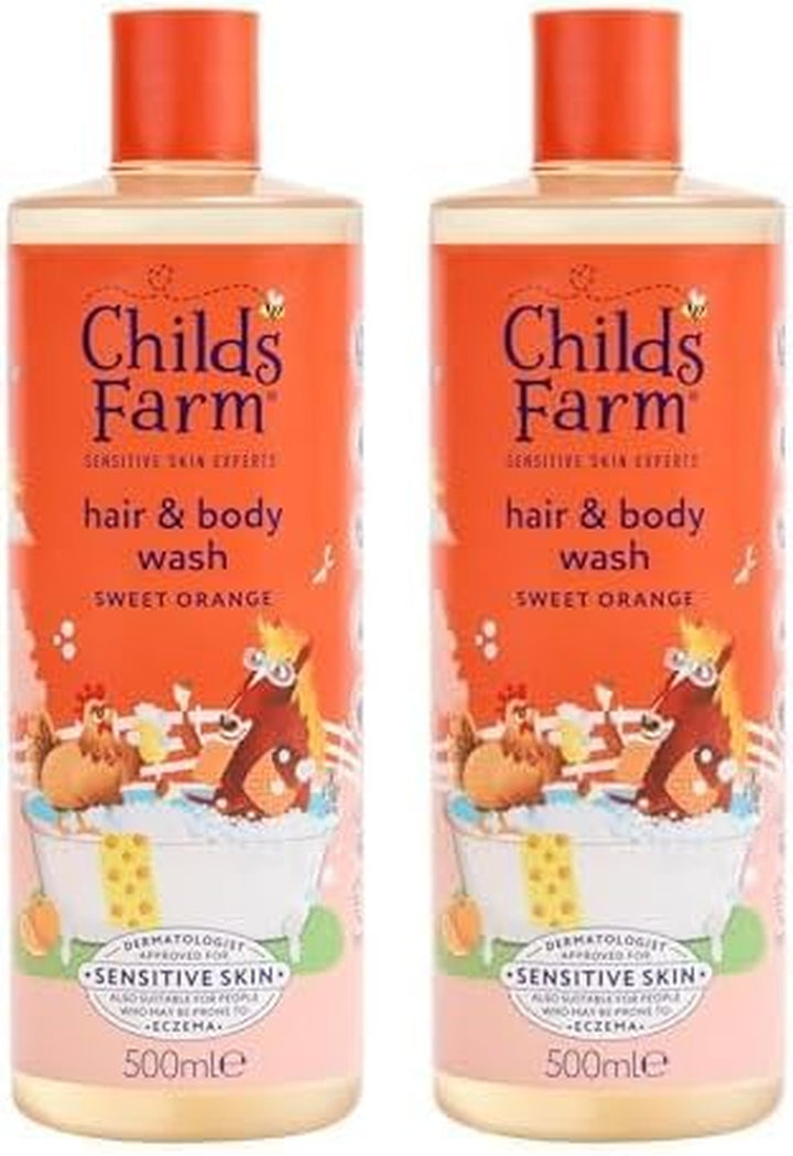 Kids Hair & Body Wash, Sweet Orange | Tear-Free, Gently Cleanses | Suitable for Dry, Sensitive Skin, 500Ml