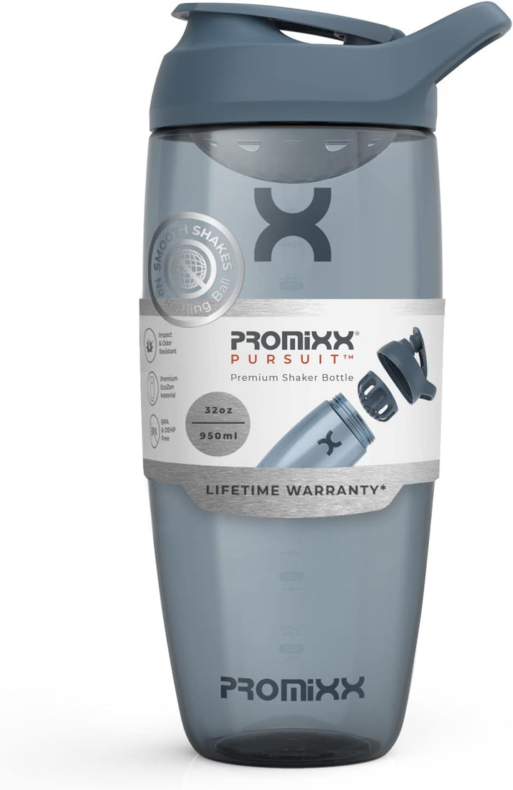 Pursuit Protein Shaker Bottle - Premium Shaker for Protein Shakes - Lifetime Durability, Leakproof, Odourless - 700Ml / 24Oz (Graphite Gray)