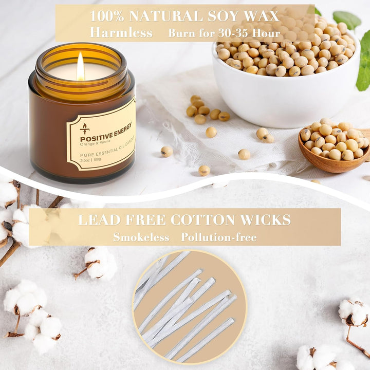 Candles Gifts for Women, 3 Pack 3.5 Oz Scented Candles Set for Positive Energy & Detox & Deep Sleep, Natural Soy Wax Candle Set Long Burning for 90-105 Hrs, Aromatherapy Candle Gift Set