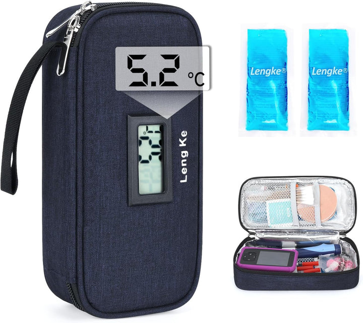 Medication Cooler Travel Case - Monjaro Travel Case with 2 Ice Packs, Medicine Cool Bag for Diabetic Supplies, Keep Medicine Cool While Traveling (Black)