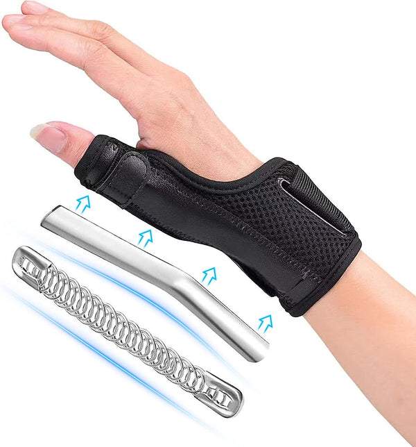 Thumb Brace Reversible, Thumb Spica Splint for Right & Left Hand, Breathable Thumb & Wrist Support with Two Metal Splint, Trigger Thumb Immobilizer for Arthritis, Tendonitis, Sprains, S
