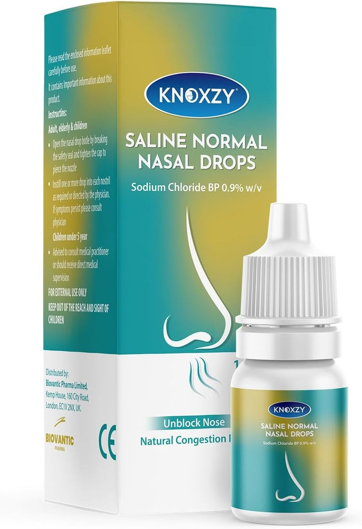 Saline Nasal Drops – Suitable for Children – Instant Relief for Blocked Nose & Sinuses (10Ml) (10 Ml, 1, Count)