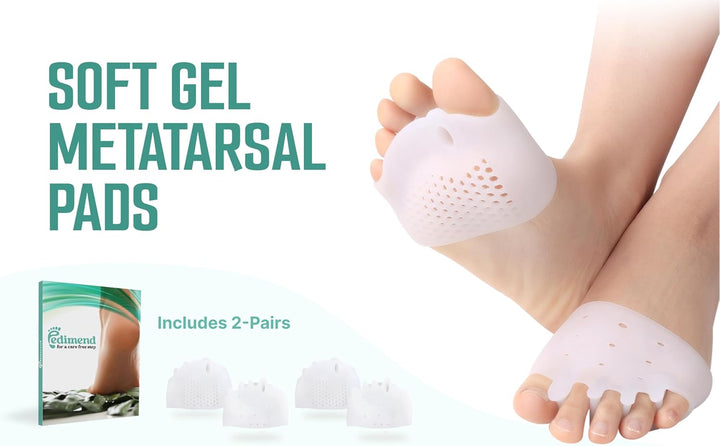 2 Pairs Gel Toe Separators Metatarsal Pads, Gel Toe Straightener for Overlapping Toes, Bunion Corrector, Hallux Valgus Forefoot Pain Relief (5-Hole Toe Separator Metatarsal Pads)