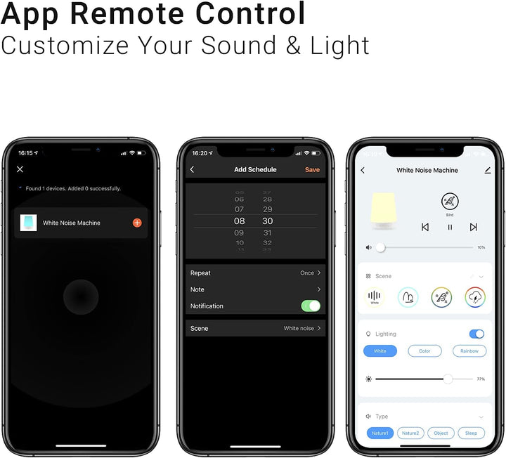 Baby Sound Machine,  White Noise Machine for Baby Sleeping with Night Light, Toddler Sleep Trainer with 34 Soothing Sounds, Timer, App Remote Control, Personal Sleep Routine(White)