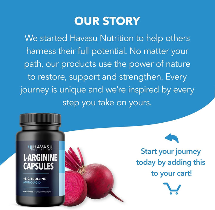 L Arginine Supplement for Men | NO Nitric Oxide Supplements for Men | Workouts & Endurance | L-Arginine L Citrulline Complex with Beet Root Powder for Male Health | Non-Gmo, Gluten-Free | 60 Ct