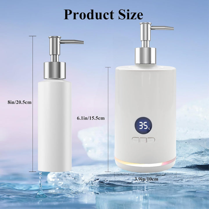 Massage Oil Warmer with Two Oil Bottle Dispenser, Upgraded with LED Temp. Portable Oil Warmer Heated Cream for Beauty Salon Home, Spa,With Gradient Atmosphere Lamp, Display+F/C Switch