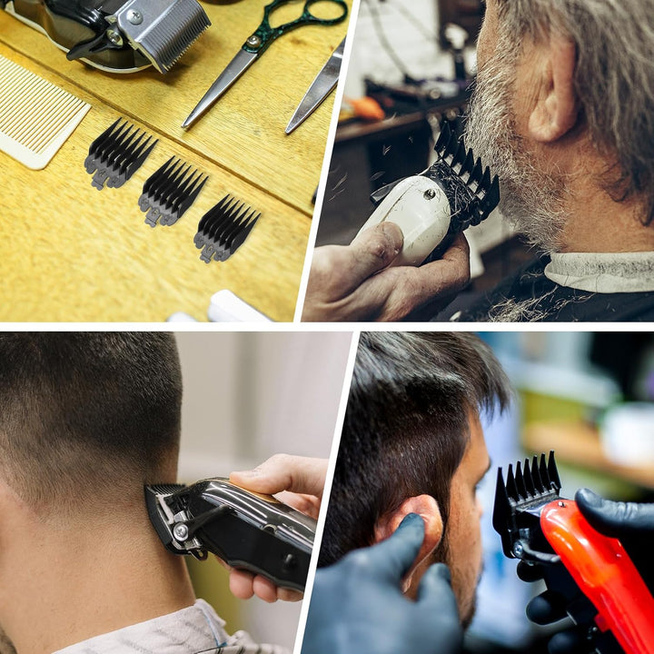 10 Pcs Clipper Guards Set Fits for Most Wahl Clippers and Babyliss FX870, Professional Hair Clipper Combs Guides Replacement, 1/16 to 1 Size Range, Black