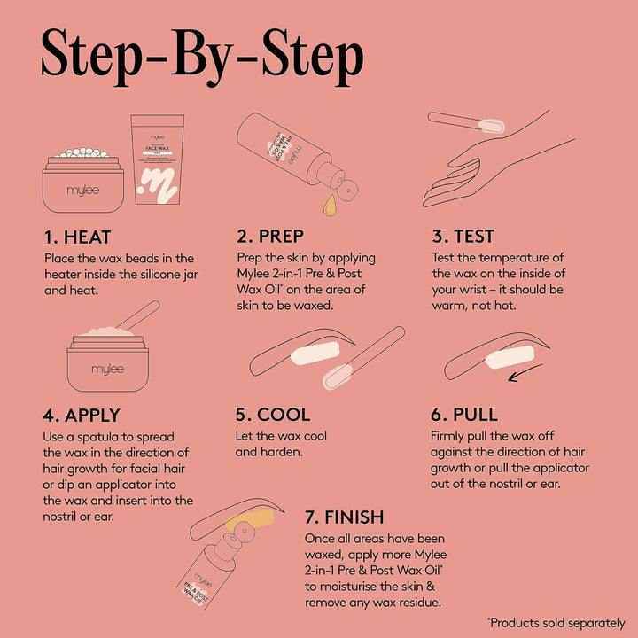 Let’S Face It Wax Kit – Professional Facial Waxing Kit with Black Mini Heater, 50G Precision Face Wax Beads (Peach & Chamomile), Wooden Waxing Spatulas, Ear & Nose Wax Applicators & USB Cable