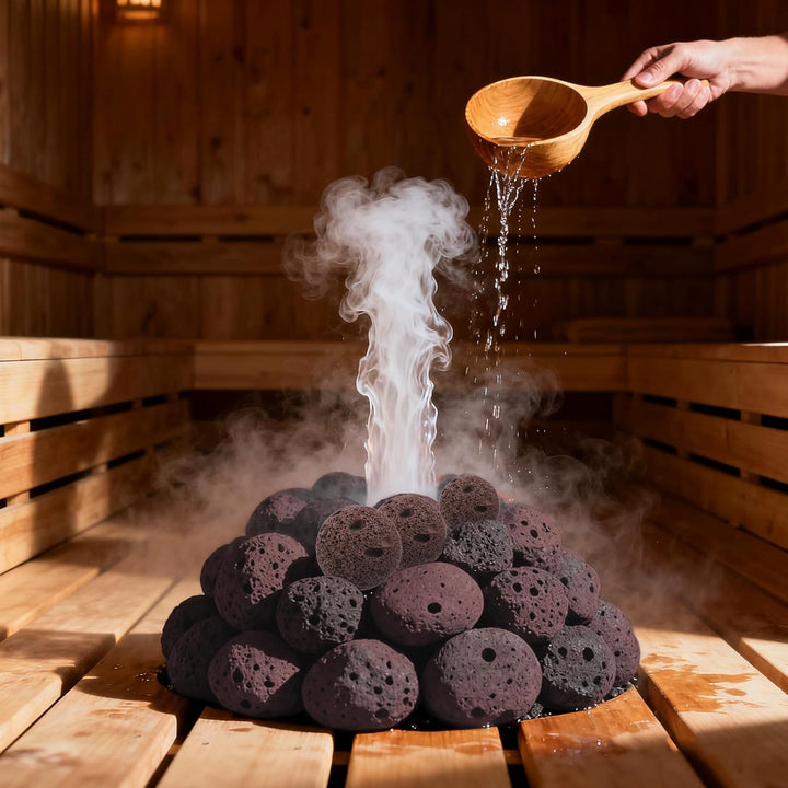 5Pcs Sauna Heater Volcanic Stones - Sauna Room Replacement Rocks for Heating - 4Cm Natural Steam Heater Rocks for Indoor Steam Rooms