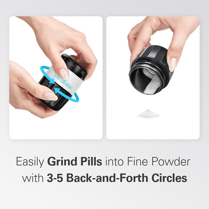 3-In-1 Pill Crusher for Tablets, Tablet Crusher Fine Powder with Stainless Steel Grinding Head, Pill Grinder with Storage Compartment for Tablets, Pill Crushers Splitters for Small and Tiny Pills
