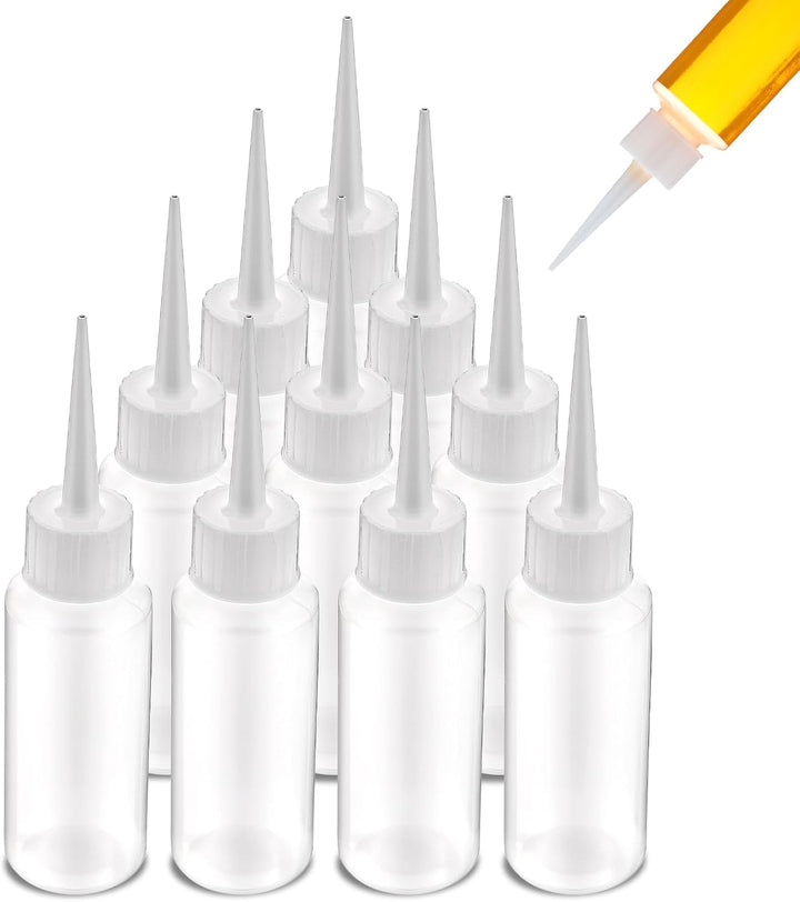 10Pcs 50Ml Plastic Squeeze Bottles Glue Bottles Precision Tip Applicator Bottle Color Bottles for Hair Salon, Paint Art, Craft, Liquids, Glue