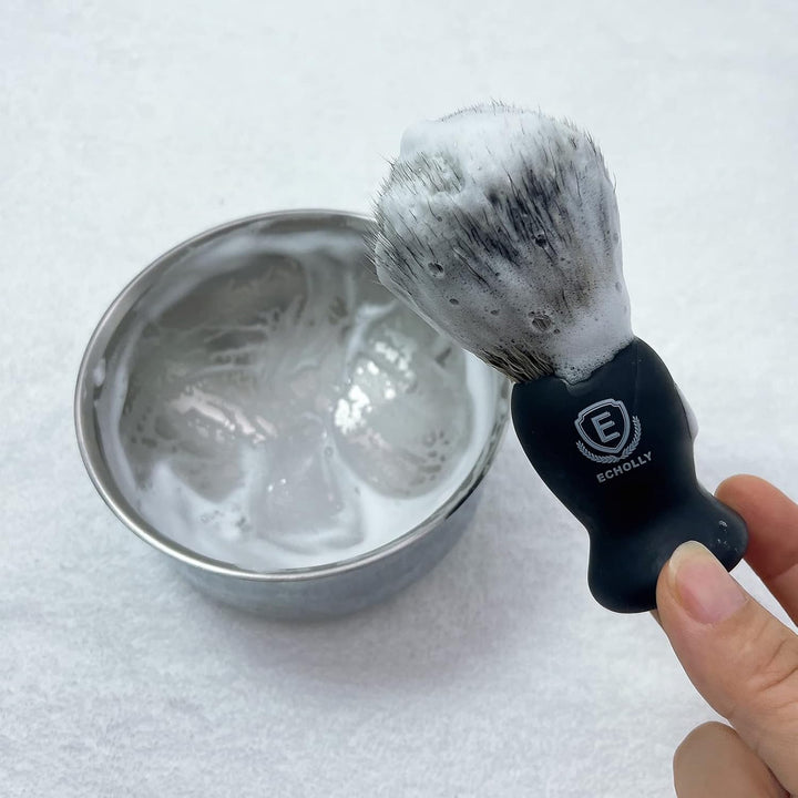 Shaving Brushes for Men-Premium NO Shedding Bristle Shaving Brush-Vegan Lather Shave Brush-Luxury Fast Beard Brush-Perfect Gifts for Men,Boyfriends,Fathers(Rubber Handle)