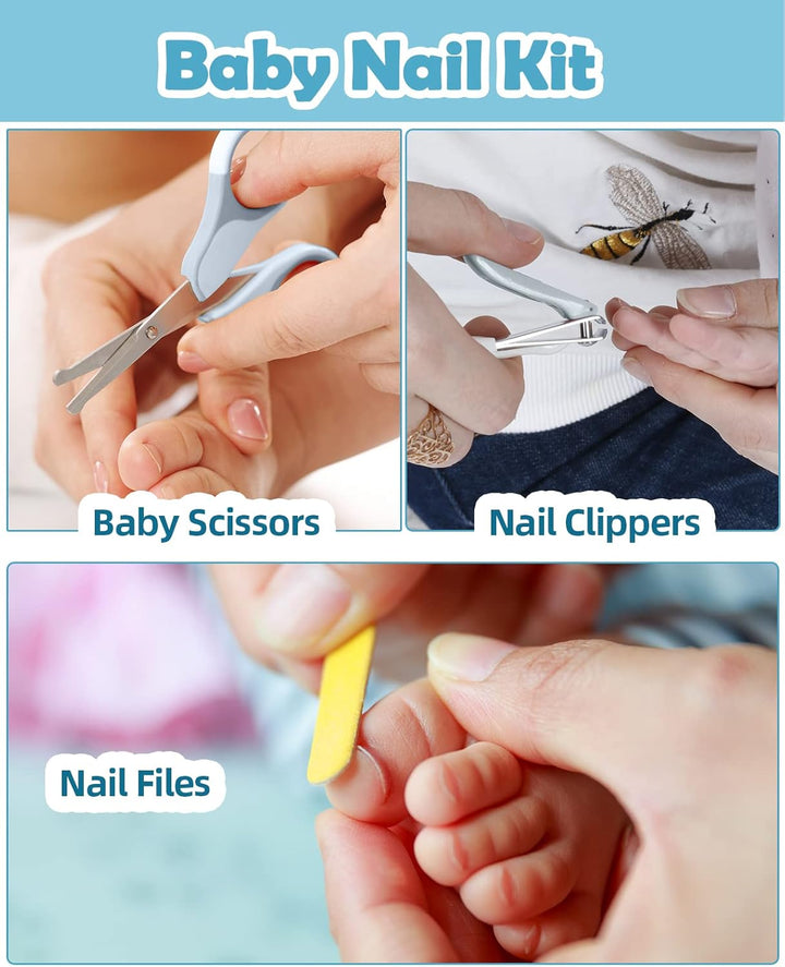 Baby Health Care Kit - Baby Grooming Kit Newborn Baby Care Accessories, 15PCS Safety Cutter Nail Care Set, Nursery Baby Care Kit for Infants Newborns (Blue)