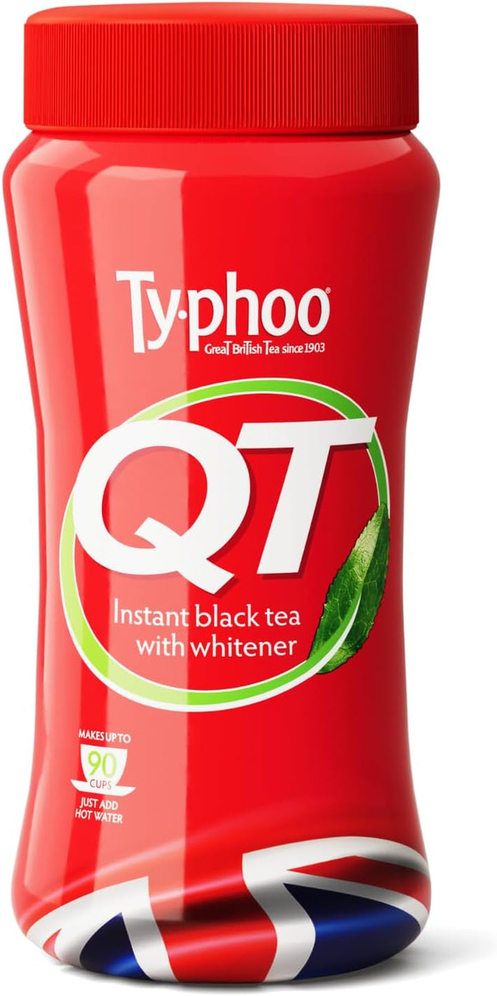 Typhoo QT • Instant One Cup Tea with Whitener • 12 X 125G Tub • Makes up to 60 Cups of Instant Tea • Creamy, Sweet & Convenient • Just Add Hot Water • No Teabags or Milk Needed