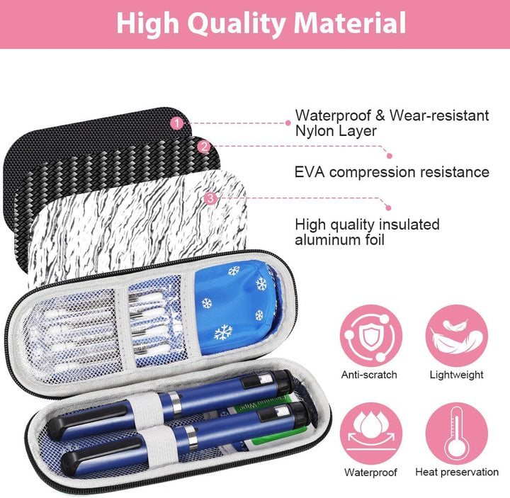 Insulin Cooler Travel Case, Medicine Cooler for Travel Insulin Case with 2 Ice Pack, Diabetic Supplies Insulin Pen Case, Diabetic Small Storage Travel Pack, Portable Insulin Travel Case