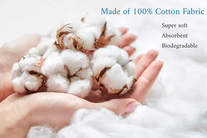 Pure Cotton Dry Wipes, 100 Wipes, Biodegradable, Chemical-Free and Plastic-Free Wipes, Perfect for Newborn Sensitive Skin