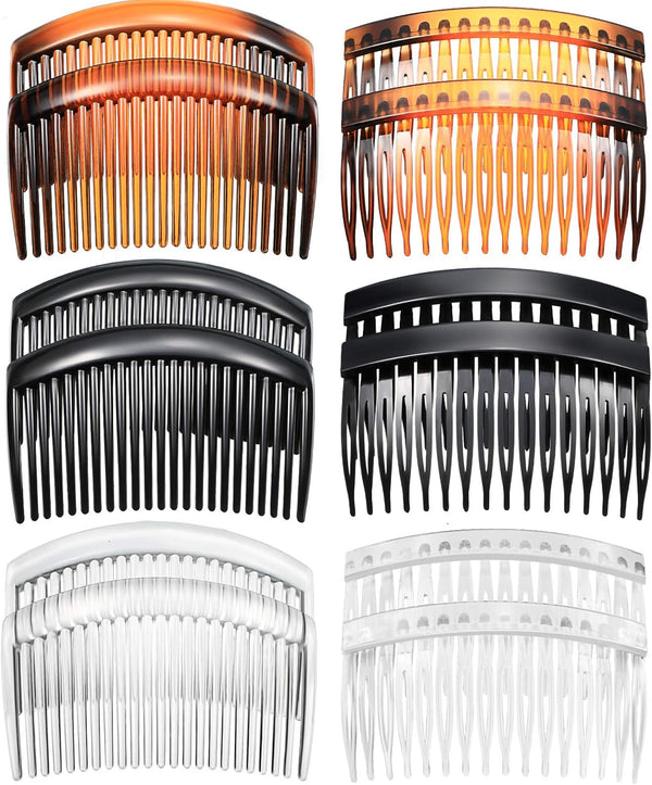 12 Pieces Women French Side Combs, Plastic Hair Combs Slides Twist Decorative for Girls Strong Hold Hair Clips Accessories for Bridal Wedding(16 and 23 Teeth)