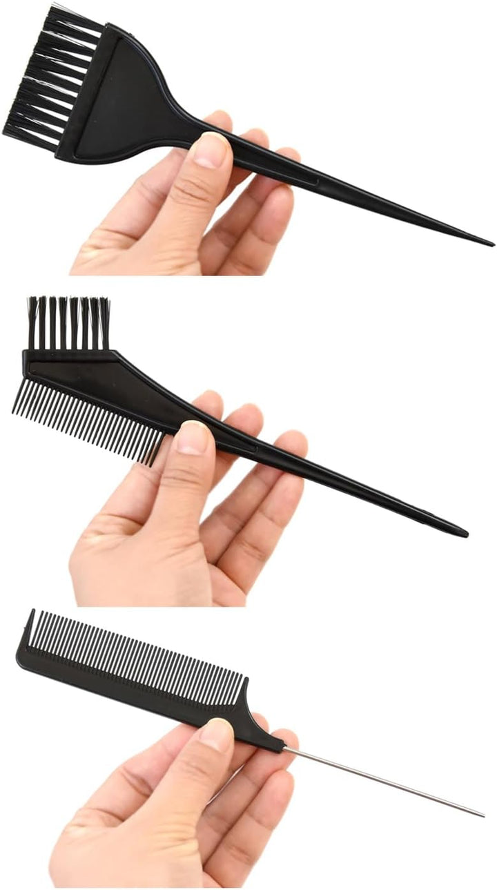 6Pcs Hair Dye Set Hair Colouring Tools Tinting Brush Mixing Bowl Double-Sided Coloring Comb Crocodile Hair Clips Pin Tail Comb