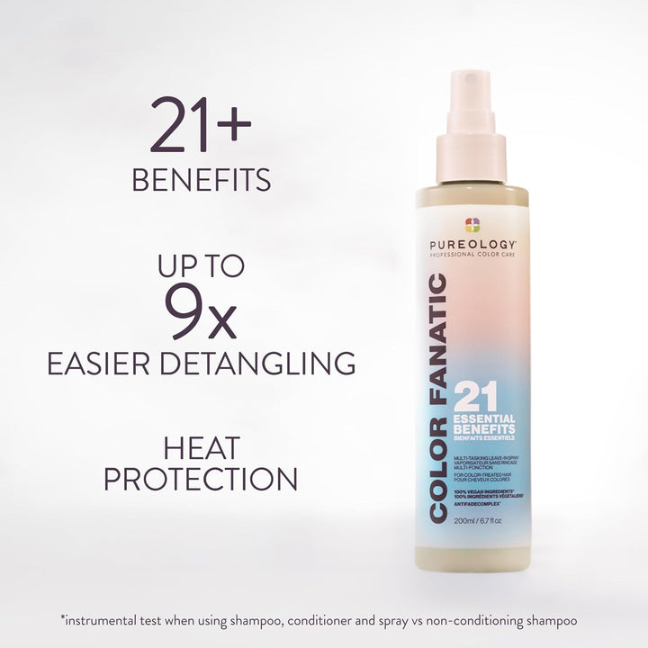 PUREOLOGY Color Fanatic, Multi-Tasking Spray, 21 Benefits, Primes, Perfects & Protects Colour-Treated Hair, Leave in Conditioner Vegan Formulas, Sulphate Free, 200 Ml, Beach Beige, 226 Grams