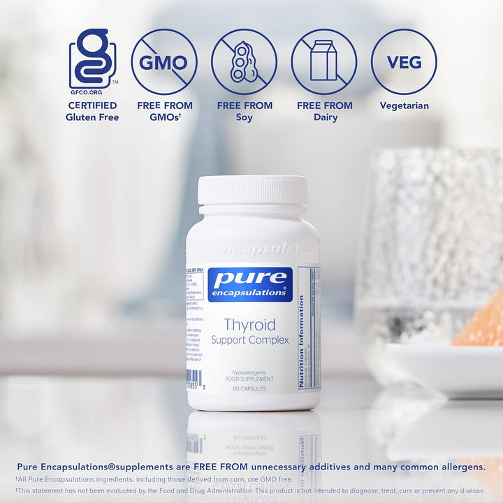 Thyroid Support Complex - Blend of Vitamins and Minerals - Reduces Fatigue, Supports Energy and Thyroid Function - Includes Vitamin C, Iodine, Selenium, and Zinc - 60 Capsules