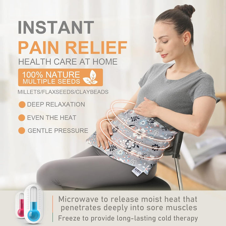 Microwave Heat Pad with Washable Cover 9 * 15" | Wheat Bags Microwavable for Neck Shoulder, Cordless Warm Compress Weighted Moist Heat Pad