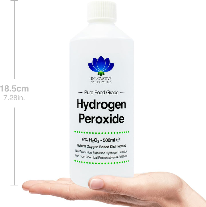 Food Grade Hydrogen Peroxide - Purest Grade 6% - 500Ml - Unstabilized and Additive Free - 20 Vols