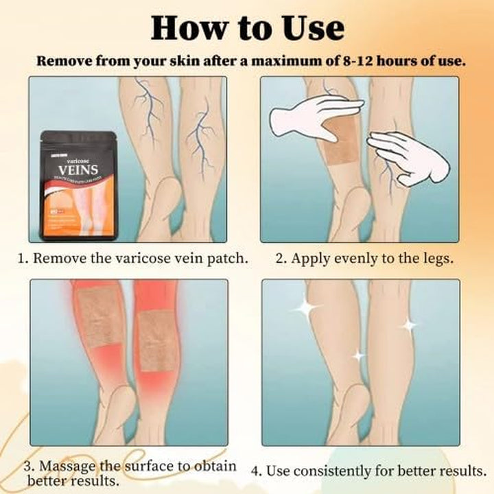 12Pcs Varicose Veins Treatment for Legs, Spider Veins Removal for Legs Treatment Patch, Varicose Veins Patchrelief Leg Pain Strengthen Capillary Health & Improve Blood Circulation