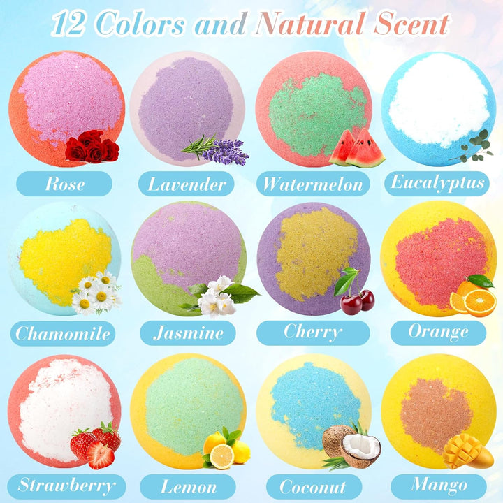 12 Pack Bath Bombs for Kids Girls with Surprise Toys Inside, Fun Kids Safe, Handmade Natural Bubble Spa Bath Ball with Jewelry Toys, Bath Bomb Gifts for Birthday Christmas Holiday for Girls Ages 3-12