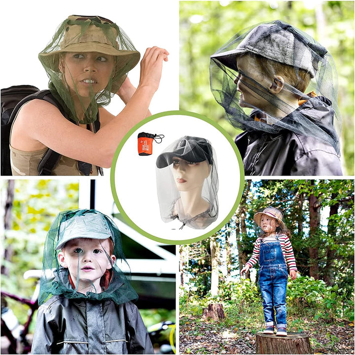 2 Pieces Mosquito Head Net, Nylon Face Net Mesh,Mesh Bug Net for Outdoor Hiking Camping Climbing Fishing and Walking (Dark Black)