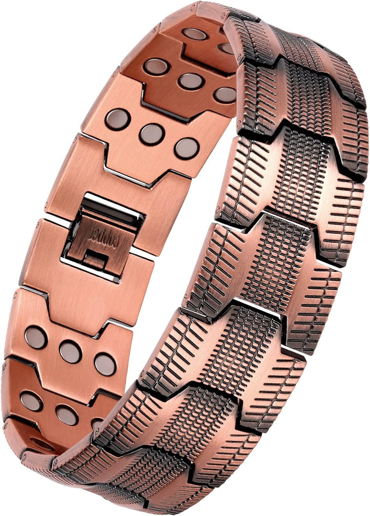 Copper Bracelets for Men,3X Magnetic Bracelets Men with Ultra Strength Magnets,Adjustable Size&Jewelry Gift Box