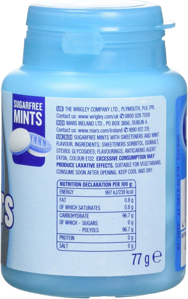 Wrigley Extra Peppermint Sugarfree Mints, 77 G, 70-Piece, Pack of 6