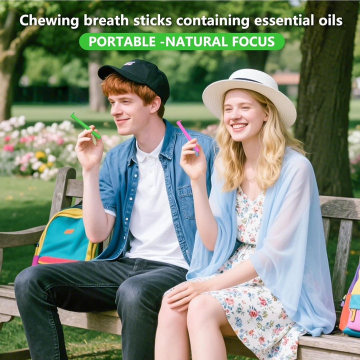 6PCS Chewable Essential Oil Breath Stick,Portable Aromatherapy for Fresh Breath,Essential Oil Inhaler for Respir/Atory Support,Chewable Breather Sticks,Chewable Puffer,Stress Relief,Can Take Anywhere