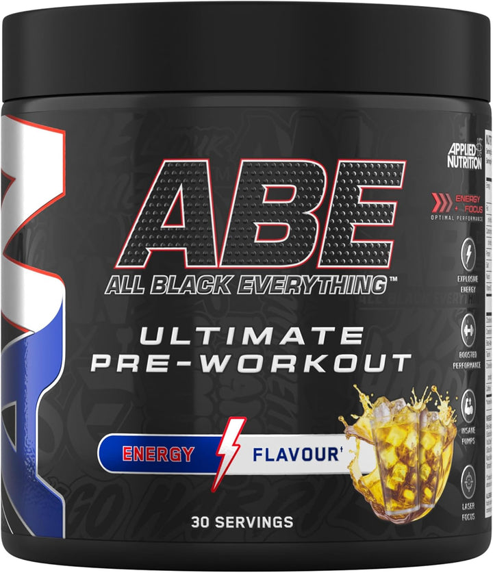 ABE Pre Workout - All Black Everything Pre Workout Powder, Energy & Physical Performance with Citrulline, Creatine, Beta Alanine (375G - 30 Servings) (Tropical)