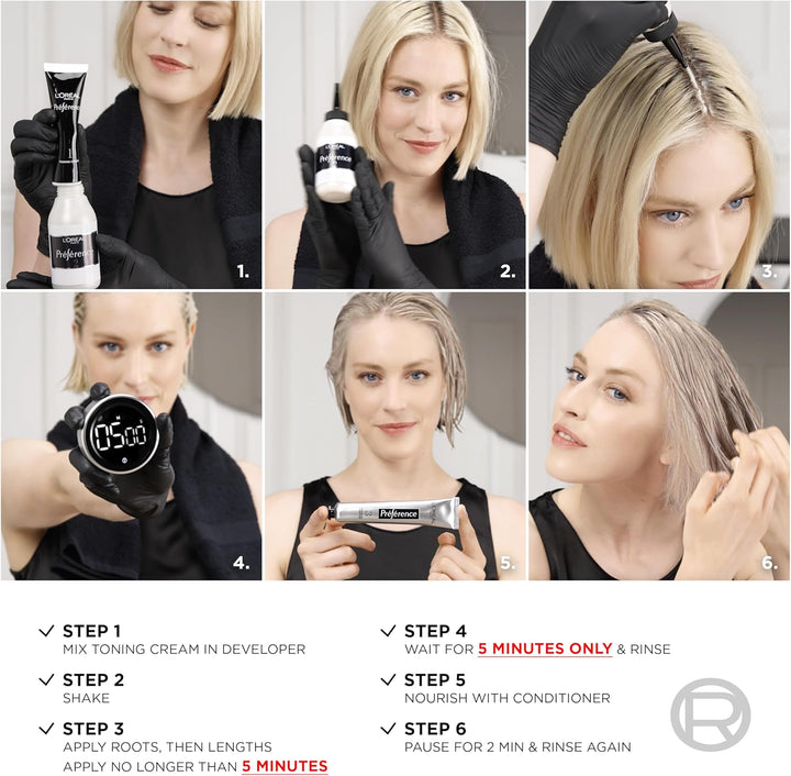 Preference Le Blonding Acidic Toner Pearly Boost: Post-Bleach Treatment for Long-Lasting Anti-Brassiness and Luminous Results. Neutralise Unwanted Yellow Tones for a Beautiful Pearly Blonde Finish.